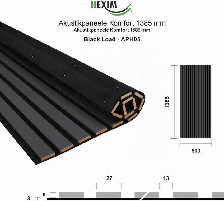 HEXIM Akustikpaneele 4 Stück 138,5x60cm Holz Comfort - flexible Holzpaneele Platten Lamellenwand Hol
