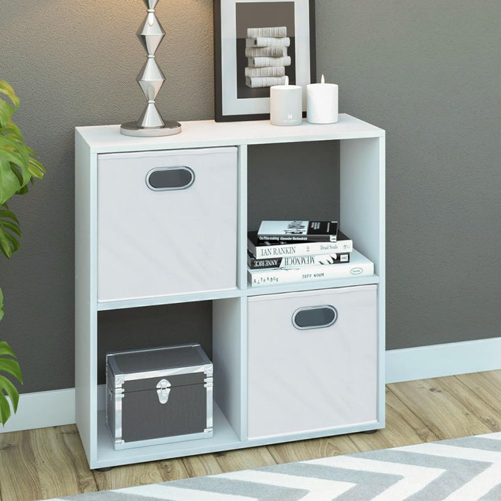 VICCO Bücherregal Tetra 4 Fächer Raumteiler Standregal Aktenregal Aufbewahrung (Weiss) Weiss 72x73x2