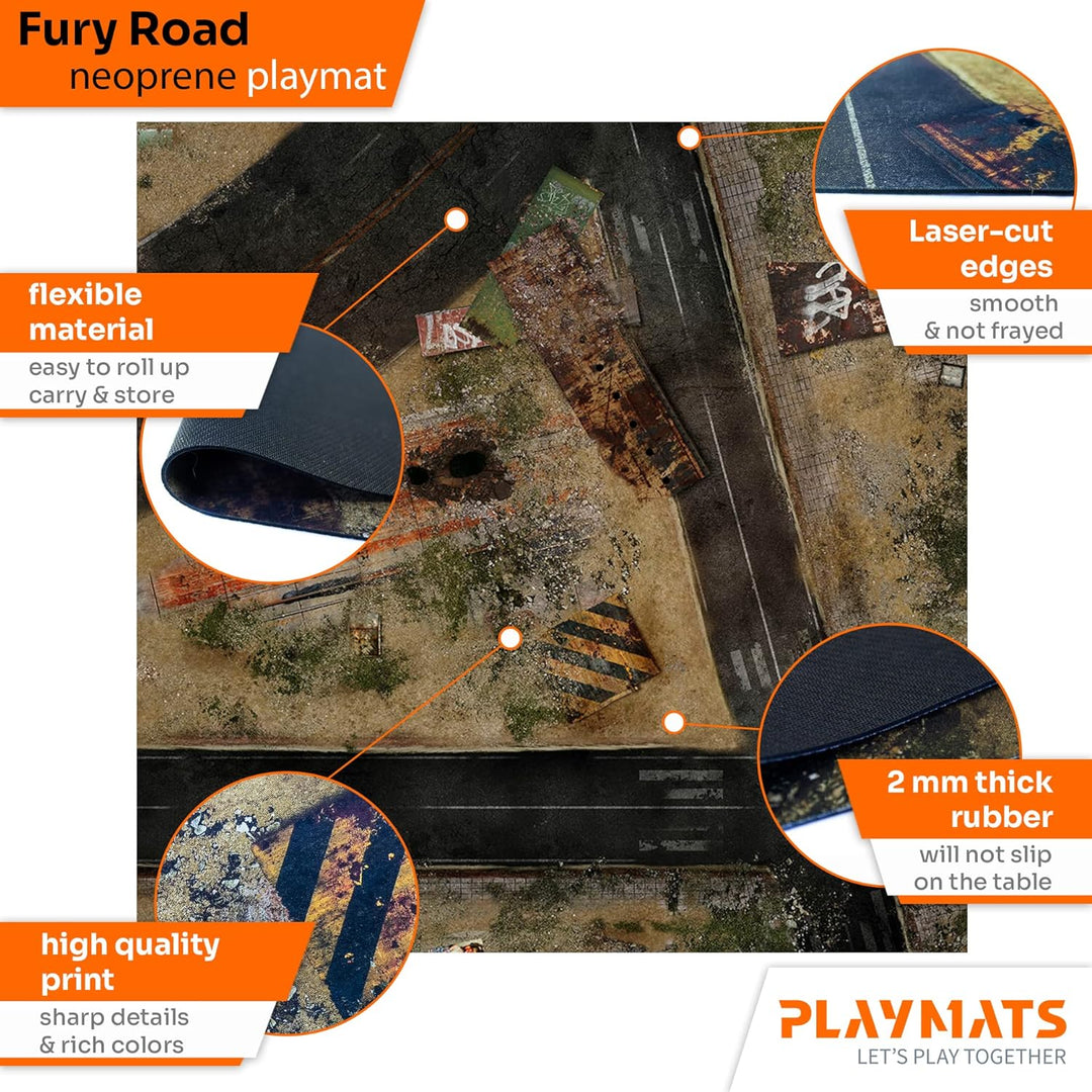 PLAYMATS A025-R-gl Gaslands Battlemat, Rubber mat, Fury Road, 36" x 36" / 91,5 cm x 91,5 cm