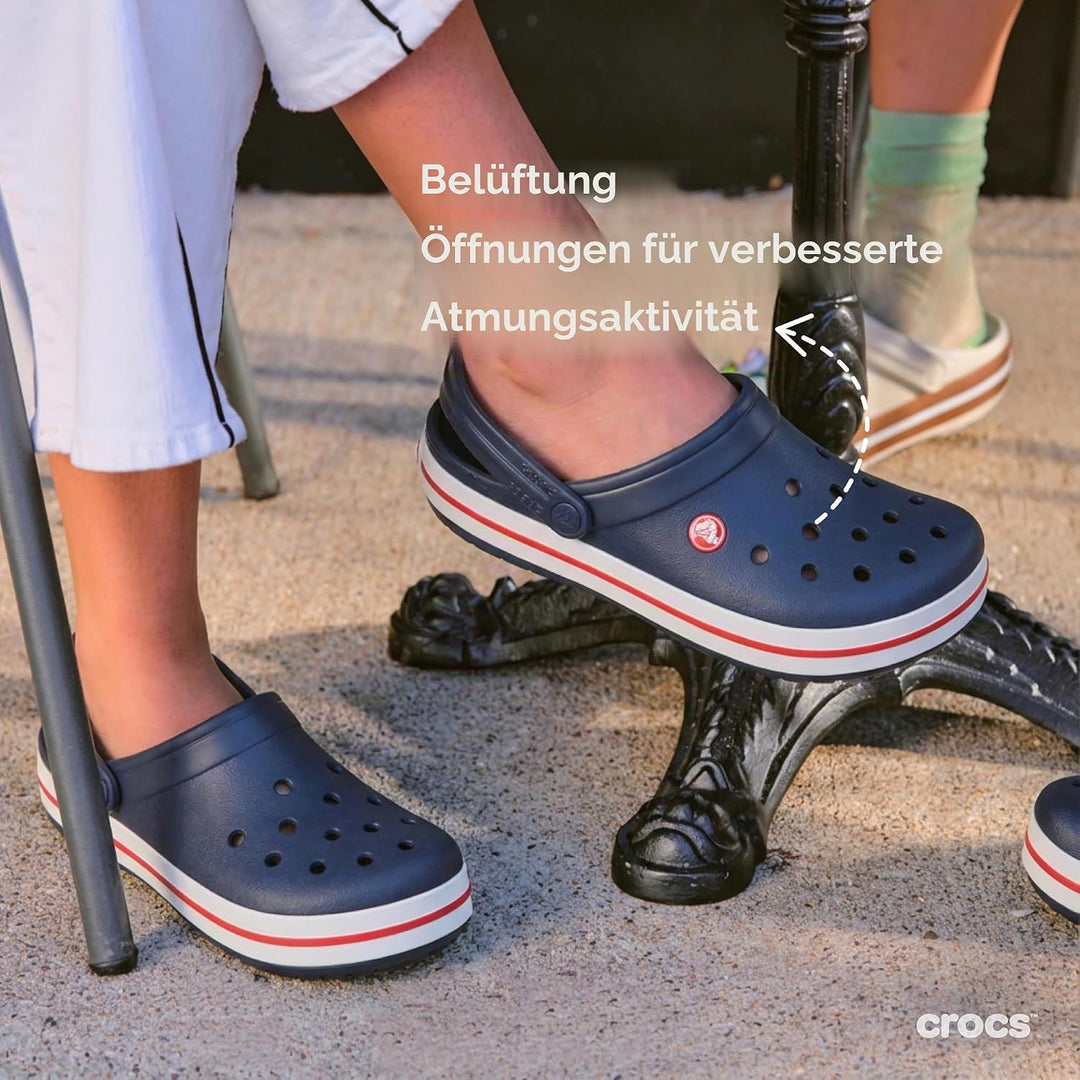 crocs Unisex-Erwachsene Crocband Clogs, Weiss (White 100), 39/40 EU 45/46 EU Navy, 45/46 EU Navy