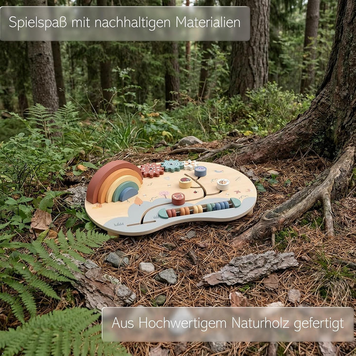 Generisch U3 Montessori Holz Sensorikboard für Kinder ab 1 Jahr, Motorikbrett mit Perlenlabyrinth, Z