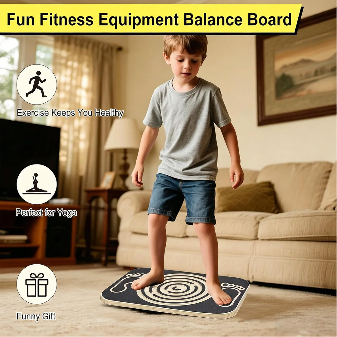 Balance Board Holz mit Labyrinth, Wackelbrett Gleichgewichtstrainer, Balancierbrett für Kinder, Boar