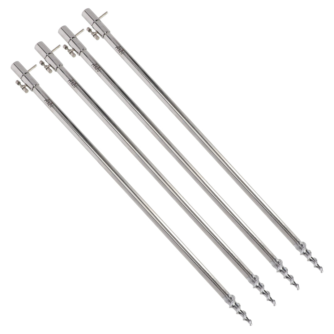 A&N 4 Stück Rutenhalter Bankstick Edelstahl Storm Pole Drill T-Screw 30-120cm 30-50 cm, 30-50 cm