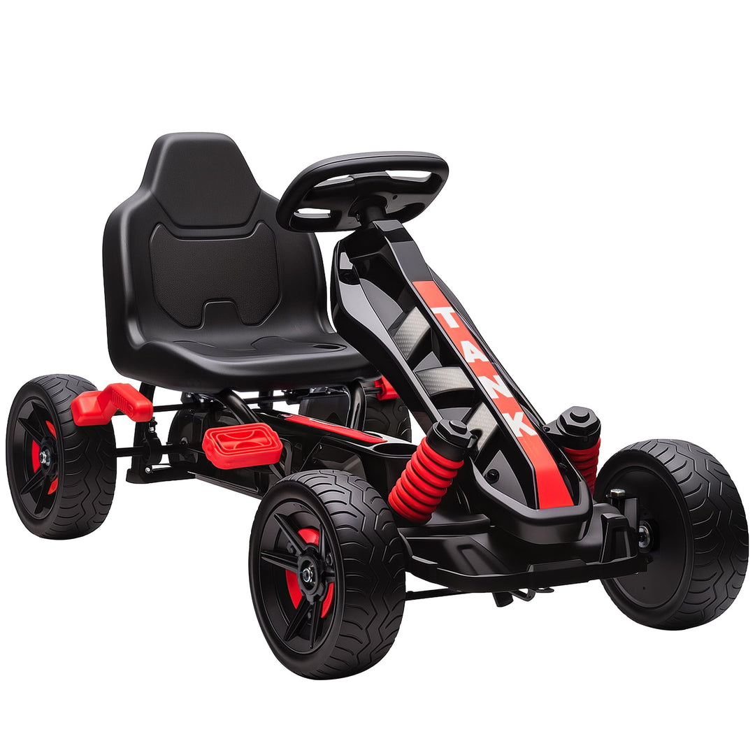 AIYAPLAY Gokart Tretauto mit Handbremse, Automatisches Kupplungssystem, Vor- und Rückwärtsgang, Tret