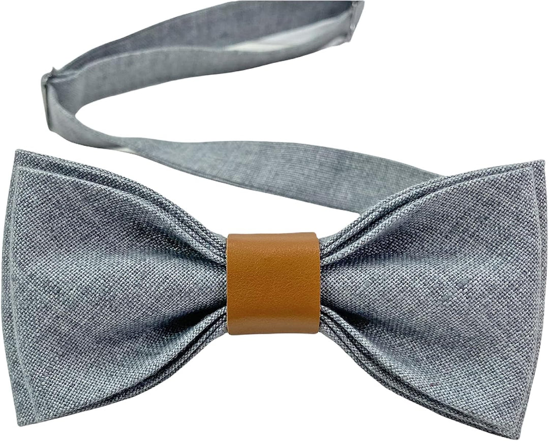 LINILI Leinen Accessoires SET: Fliege, Hosenträger, Einstecktuch, Manschettenknöpfe- Fliege Bereits