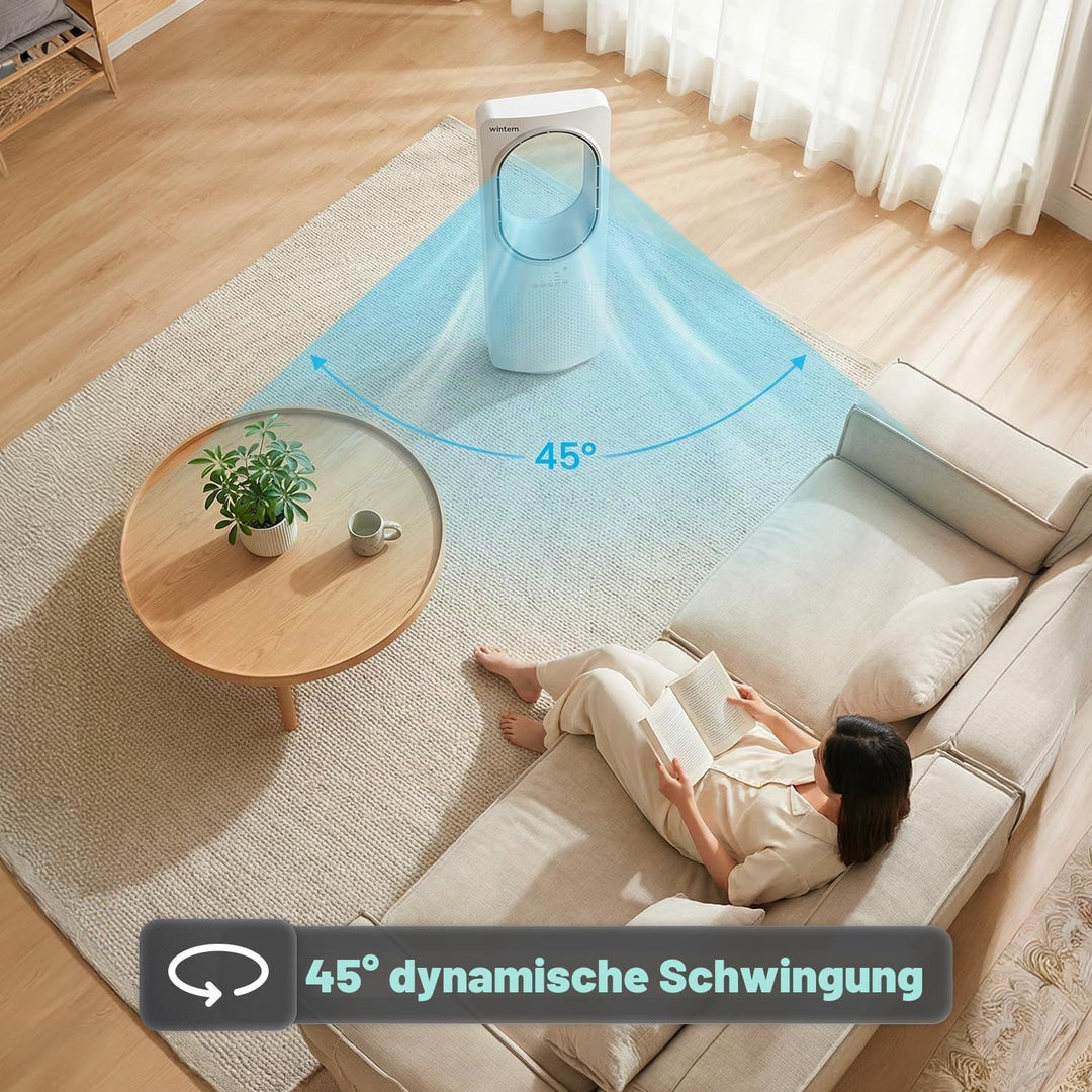 Wintem Freezy Turmventilator ohne Flügel, mit Fernbedienung und Timer, Wirbelkühler, mit Oszillation