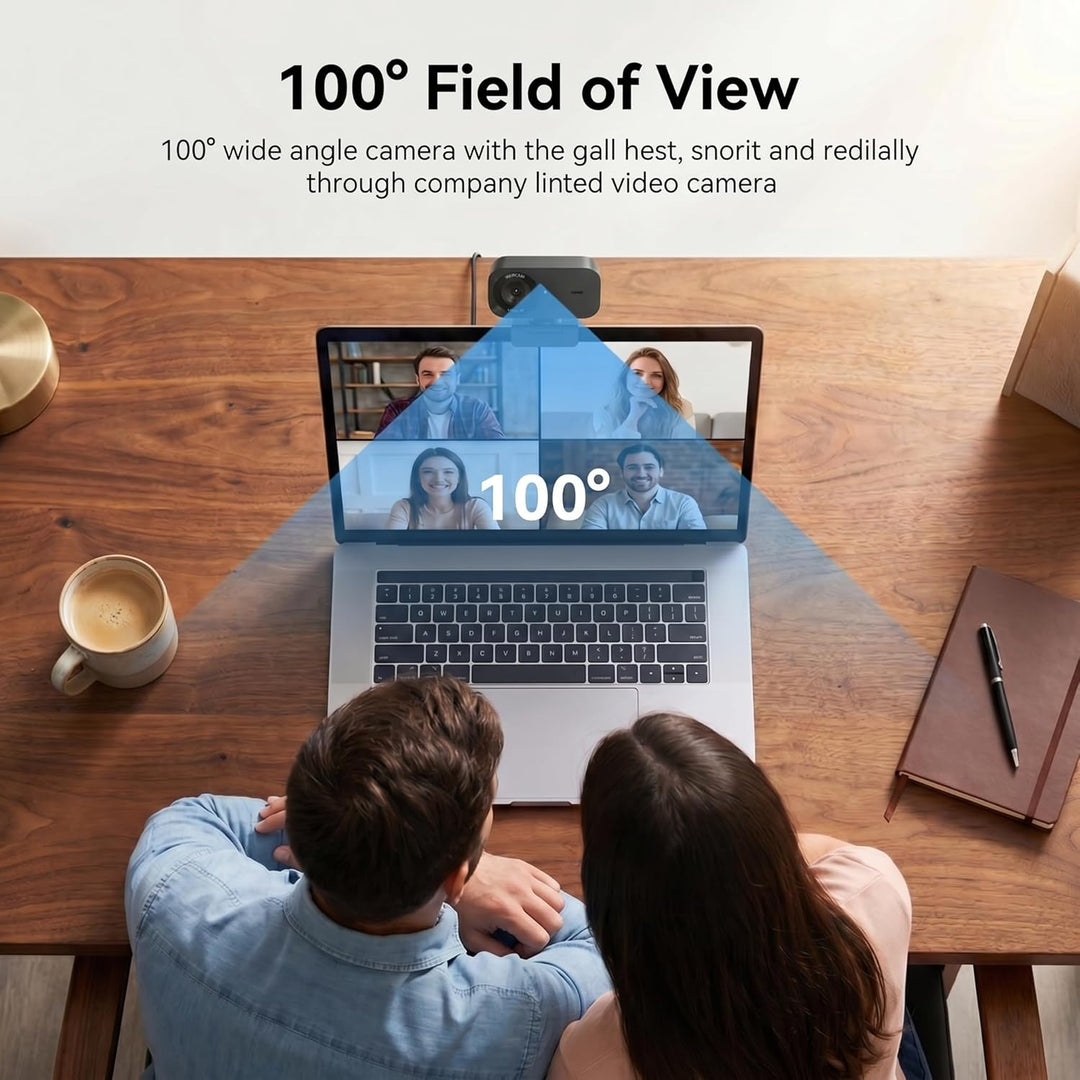 Kaysunlink UHD 4K Webcam, Webcam mit Mikrofon und Objektivabdeckung, Rauschunterdrückung, 100° FOV,
