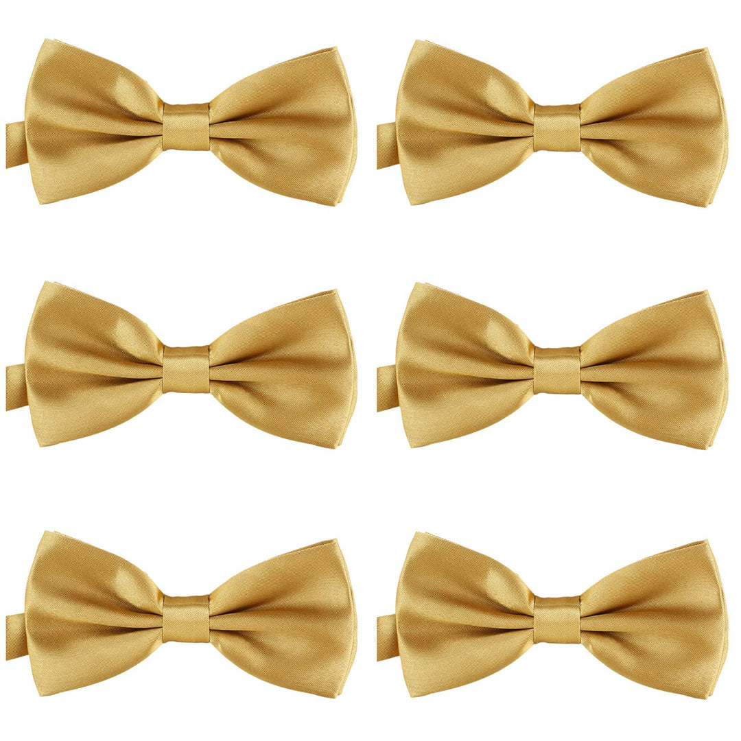 DonDon 6er Set Herren Fliege 12 x 6 cm gebunden und längenverstellbar Messing, Messing