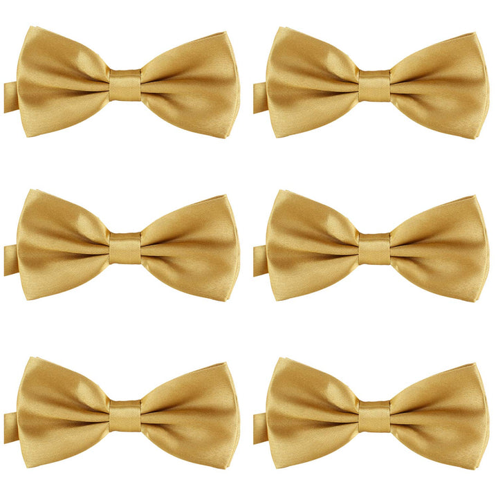 DonDon 6er Set Herren Fliege 12 x 6 cm gebunden und längenverstellbar Messing, Messing