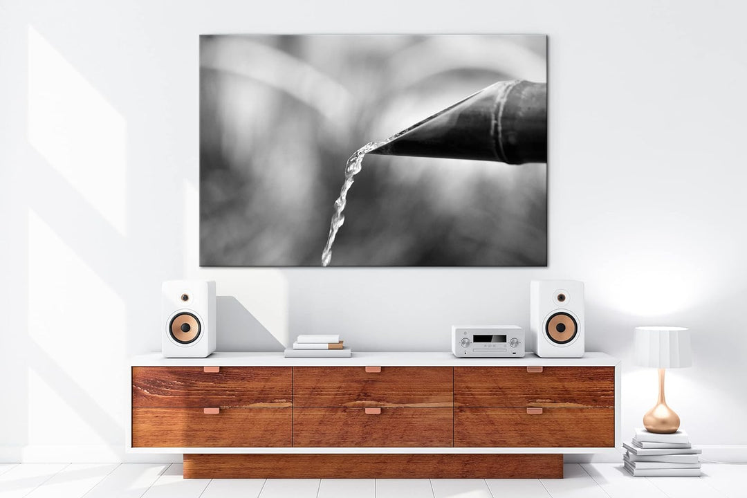 deyoli japanisches Wasserrohr aus Bambus Effekt: Schwarz&Weiss,Format: 80x60 als Leinwandbild, Motiv