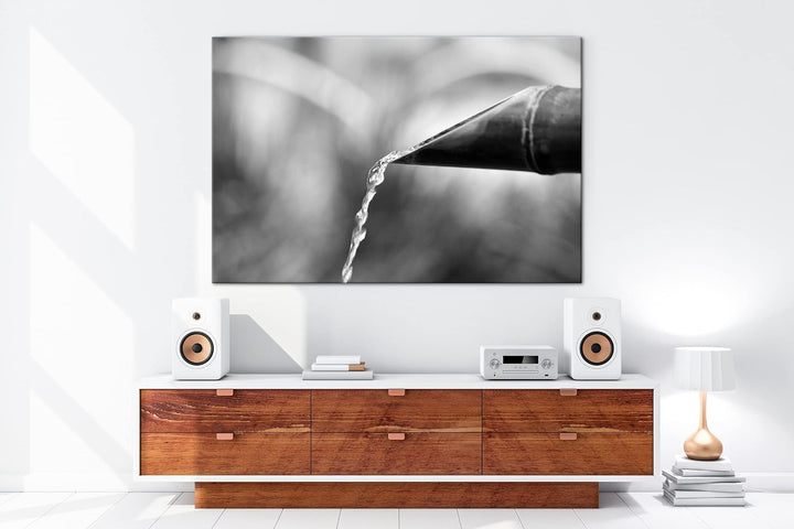 deyoli japanisches Wasserrohr aus Bambus Effekt: Schwarz&Weiss,Format: 80x60 als Leinwandbild, Motiv