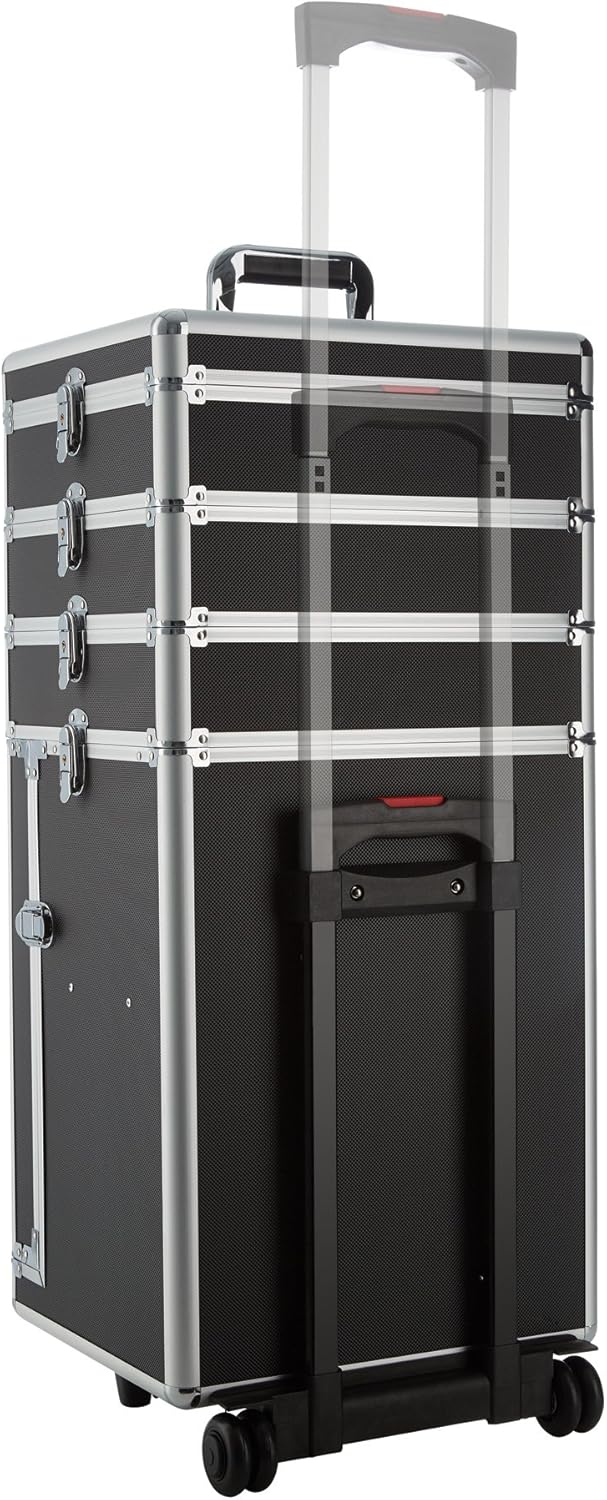 tectake® Kosmetikkoffer Pilotenkoffer Beauty Koffer Schminkkoffer Trolley Friseurkoffer - schwarz