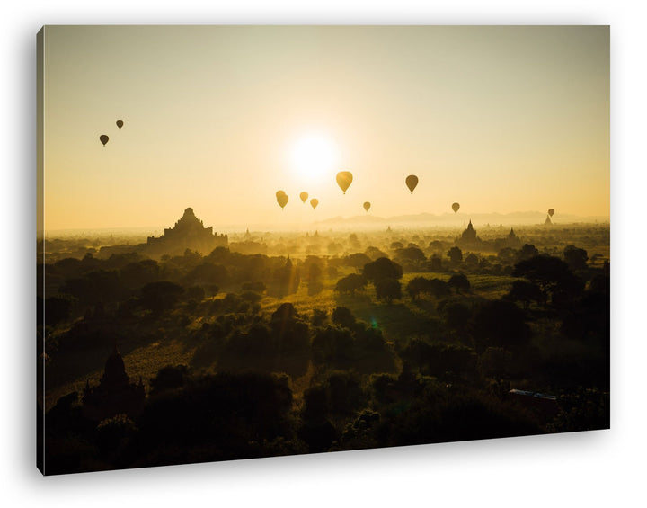deyoli Heizluftballons fliegen über atemberaubender Landschaft Format: 100x70 als Leinwand, Motiv fe