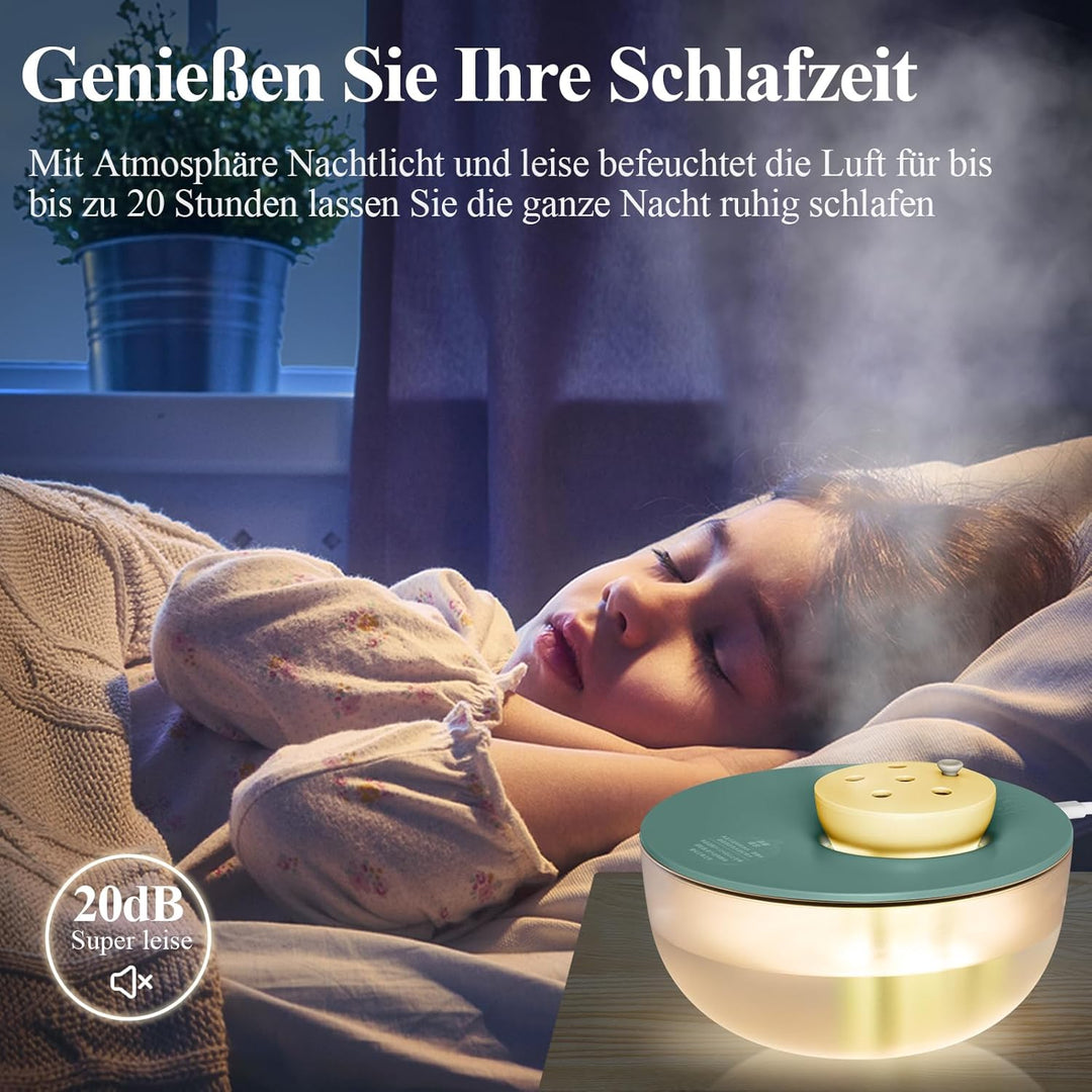 Rainpal 1,2L Mini Luftbefeuchter mit Beleuchtung, 20dB Leise 6-Speed Adjustable Cool Mist Humidifier