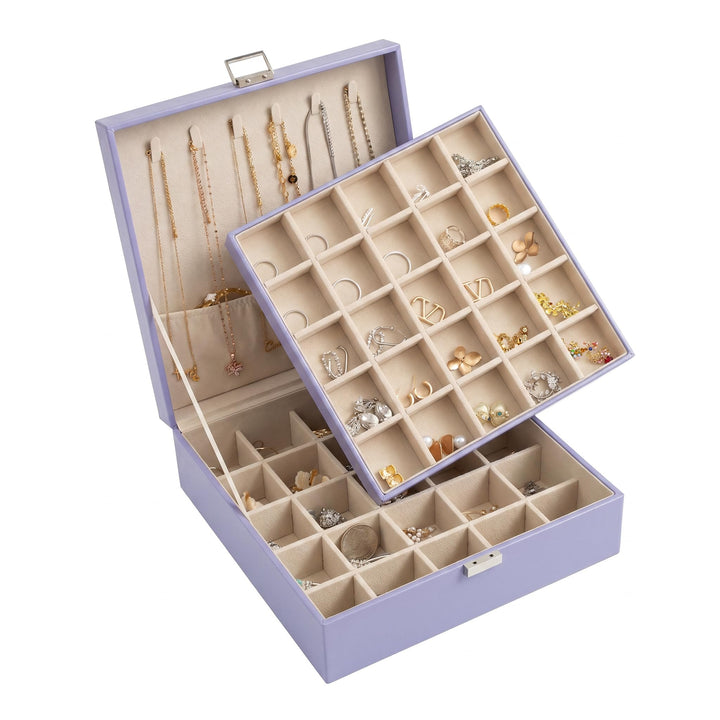 Frebeauty Ohrring-Organizer, klassische Schmuckschatulle, 50 Fächer, doppellagig, Schmuck-Aufbewahru