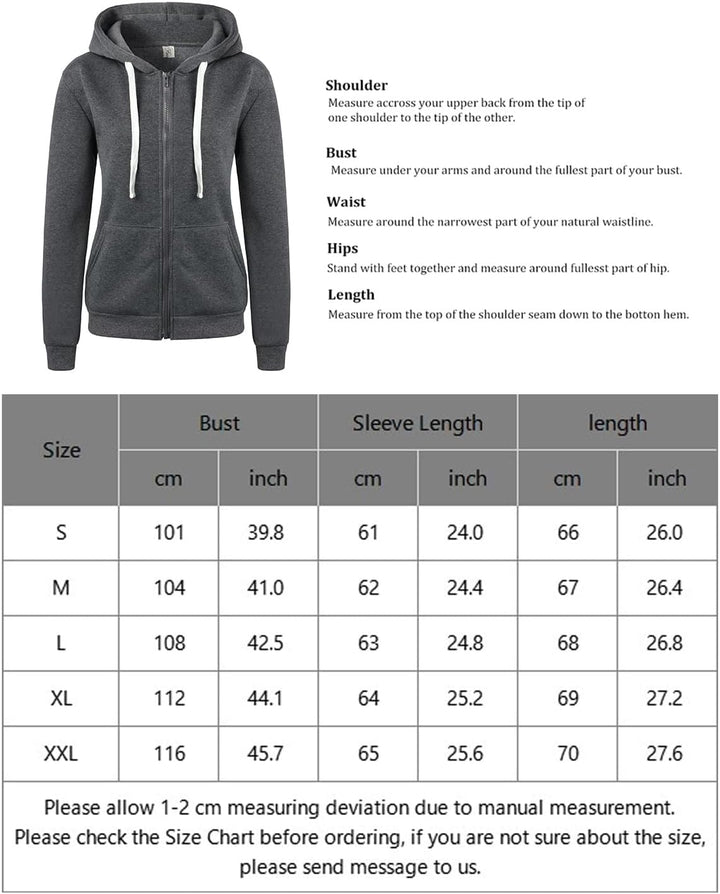 JENJON Damen Sweatjacke mit Reissverschluss Casual Hoodie Kapuzen Jacke Doppellagigem Stoff für Herb