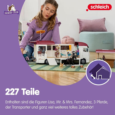 schleich 42619 HORSE CLUB Pferdetransporter, 227 Teile Spielset mit Transporter, 3 x schleich Pferde