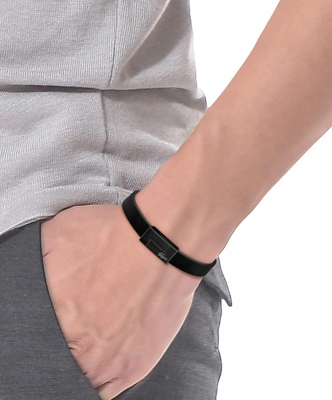 Lacoste Lederarmband für Herren Kollektion TRAVELER Schwarz - 2040073