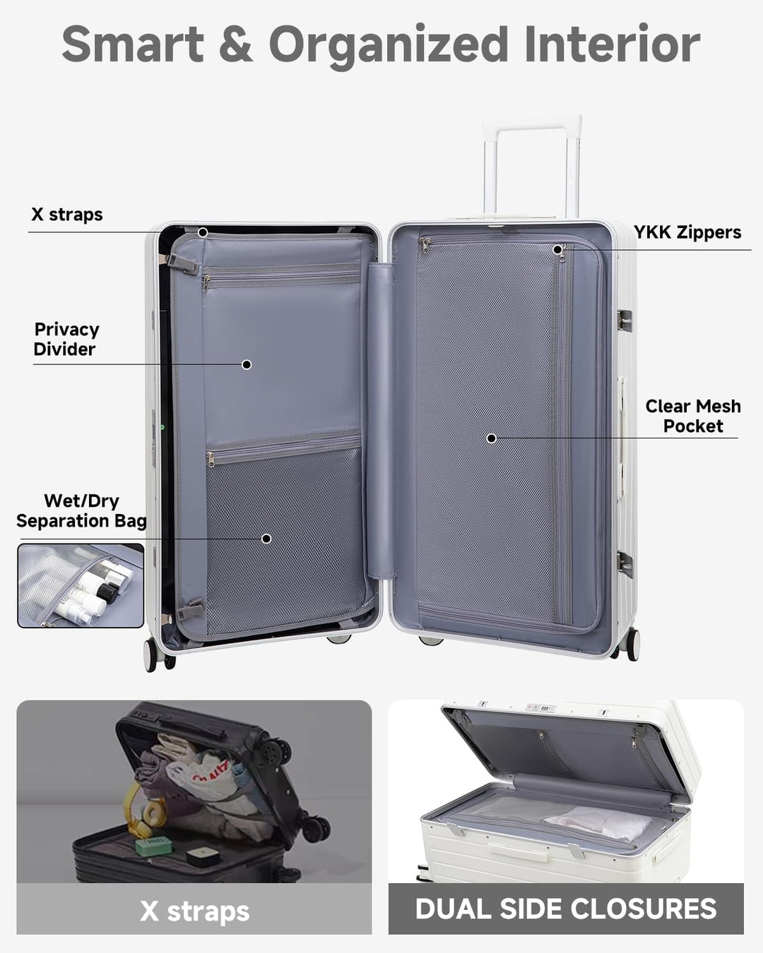 Sea choice Kofferset 2 Teilig Hartschale Trolley Handgepäck mit Laptopfach und Grosse Kapazität 30in