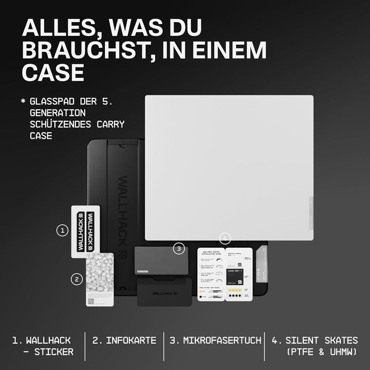 Wallhack SP-005 Glas Gaming Mauspad – Speed Surface für Esports, grosses Mauspad, ultra-gleitfähiges