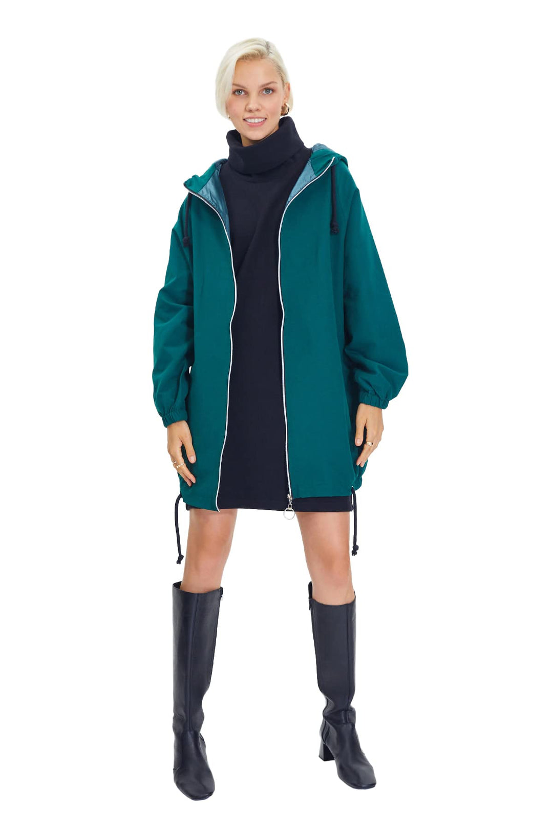 TRENDYOL Damen E Überhole Kapuze mit Reissverschluss Detaillierte Mäntel Coat XS Dunkelgrün, XS Dunk