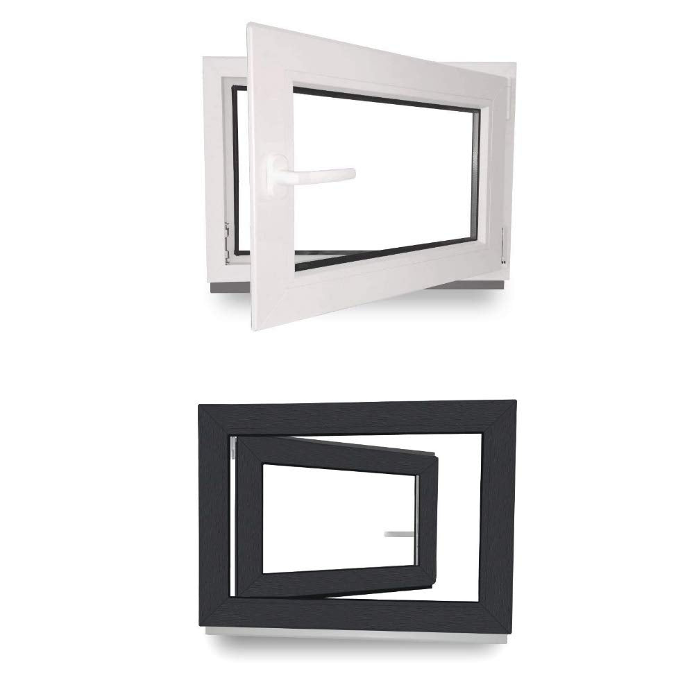 Kellerfenster - Kunststofffenster - Fenster - 3 fach Verglasung - innen Weiss/aussen anthrazit - BxH