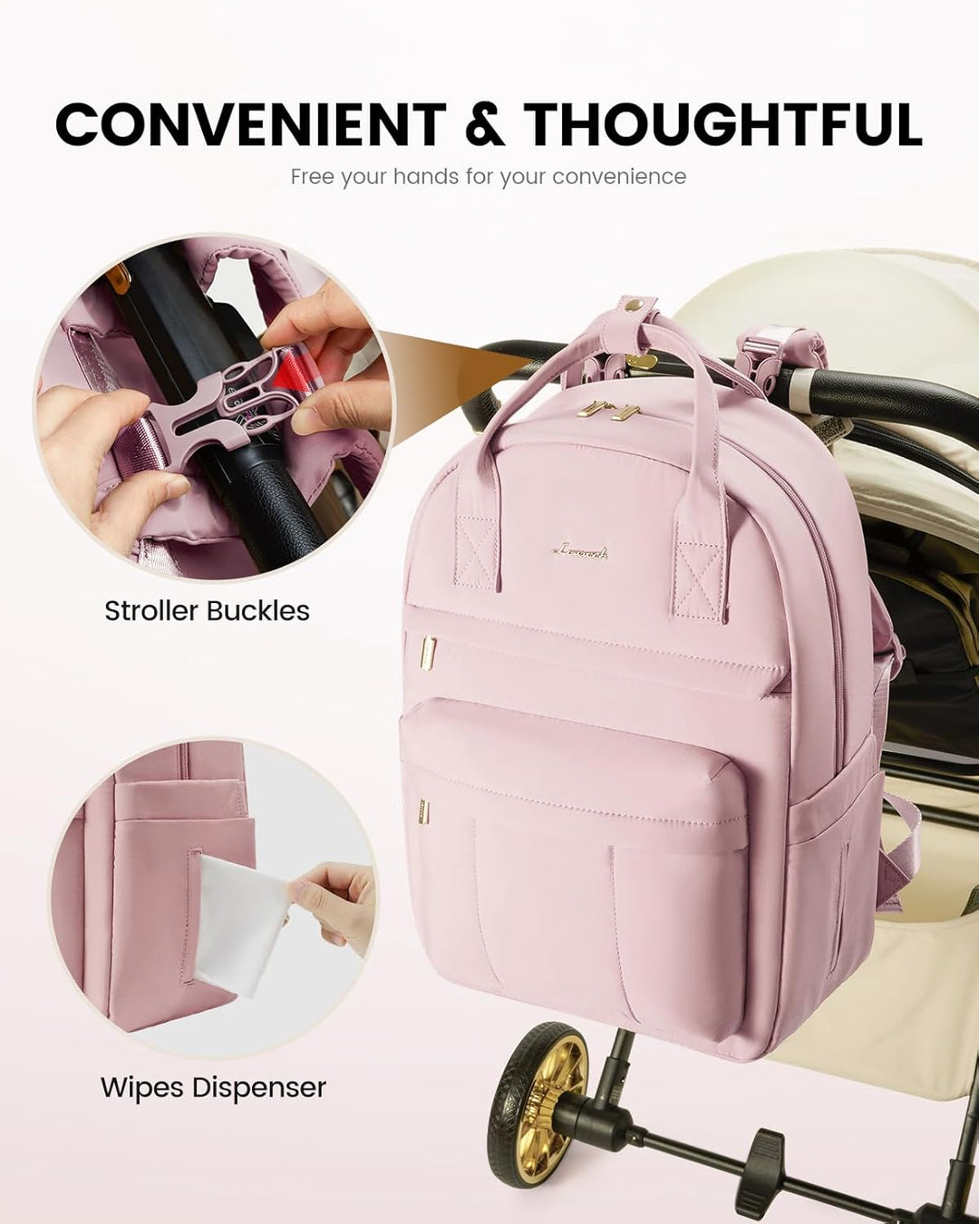 LOVEVOOK Wickelrucksack Baby Wickeltasche Rucksack mit Wickelauflage Lässig Diaper Bag mit Kinderwag