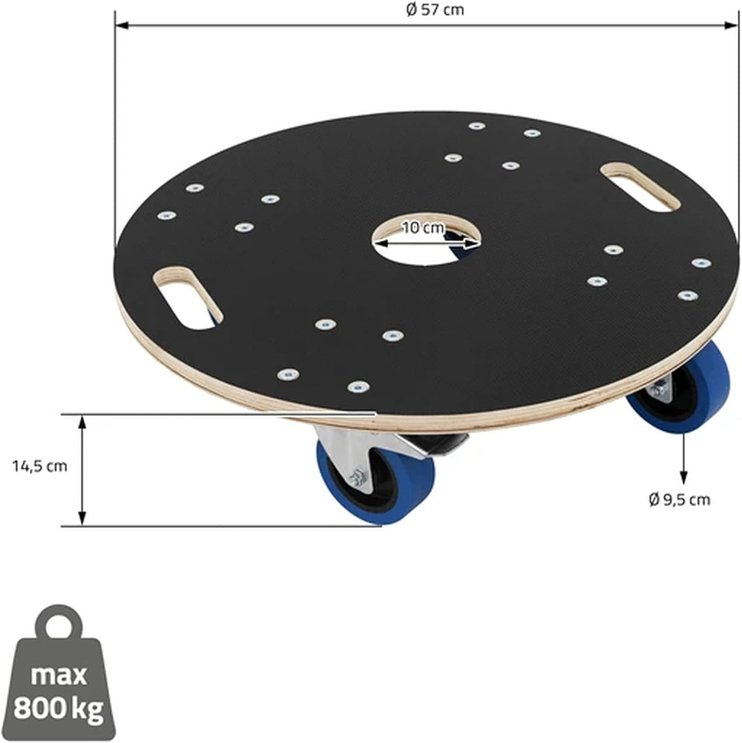 Möbelroller Rollbrett Rund Multiplex Holz 800 kg Tragkraft - Schwerlast Transportroller mit Feststel
