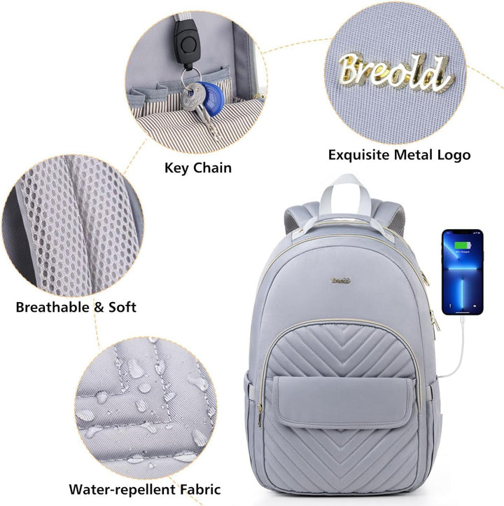 Rucksack Damen Arbeit,TSA-freundlicher Reise Laptop Rucksack für Freizeit Job Business mit USB Ladea