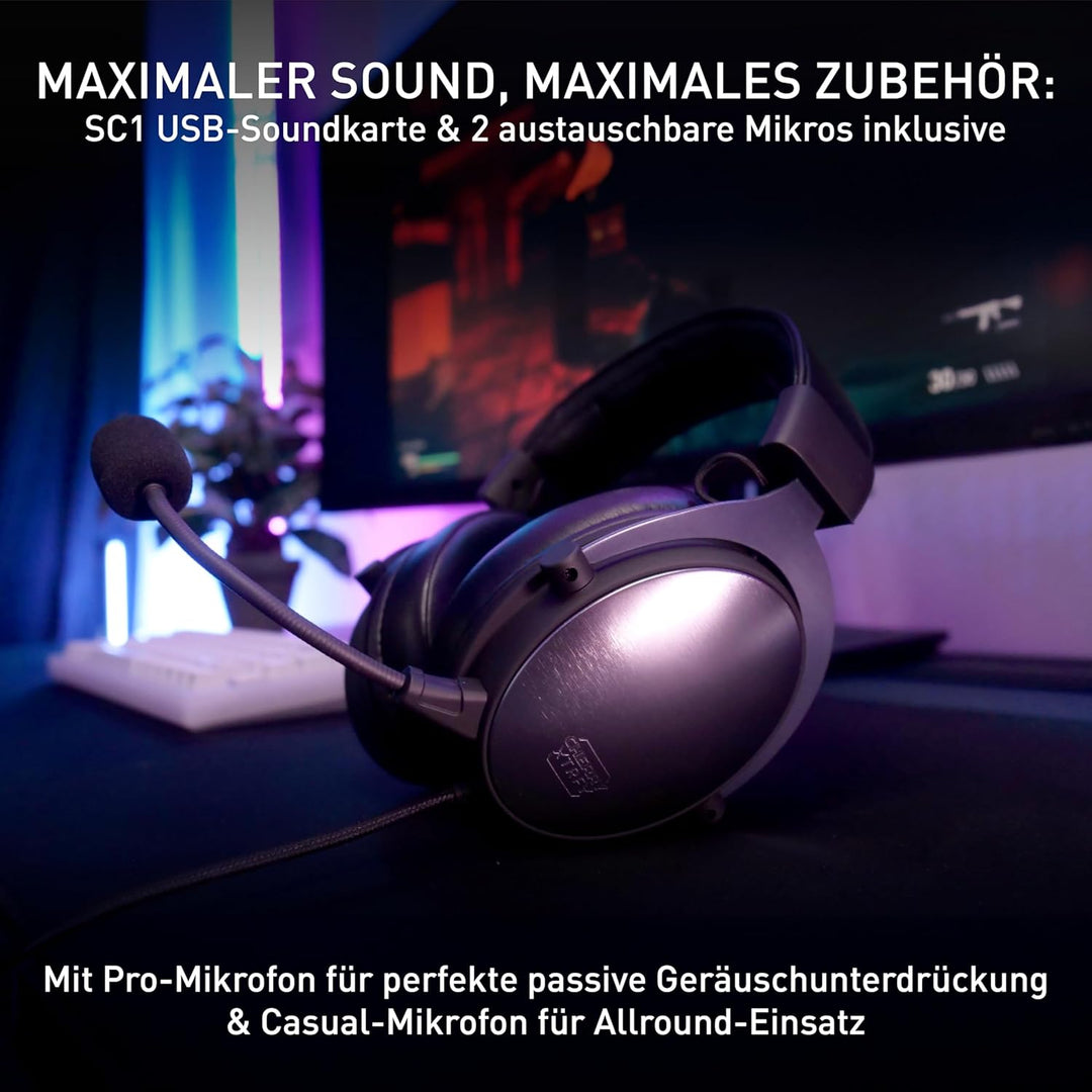 CHERRY XTRFY H1, Profi Gaming-Headset, Optimiert für esports, Grosse Ohrkissen mit Memory-Foam, 2 Au