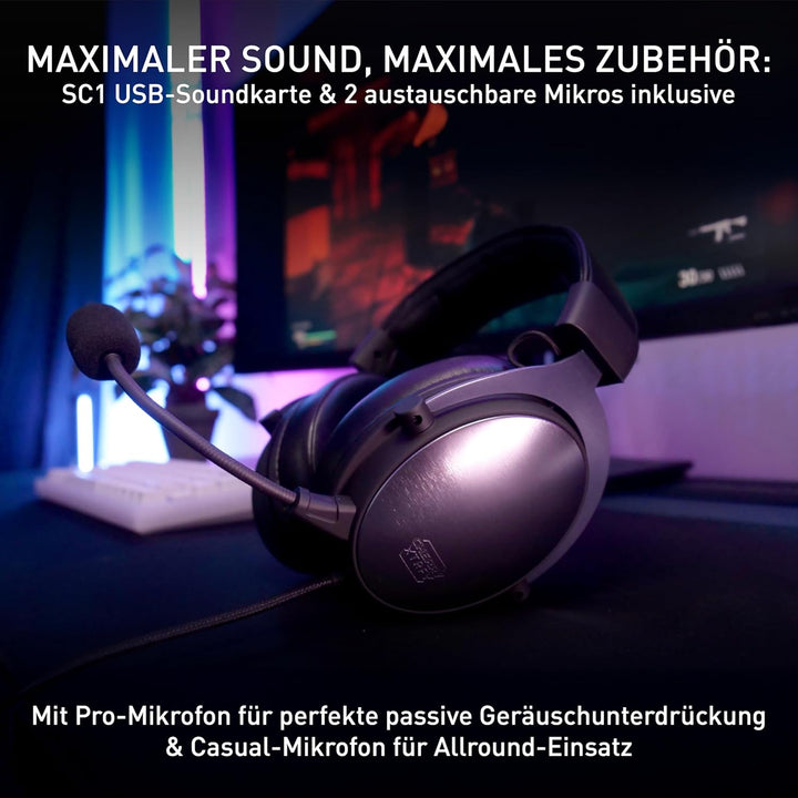 CHERRY XTRFY H1, Profi Gaming-Headset, Optimiert für esports, Grosse Ohrkissen mit Memory-Foam, 2 Au