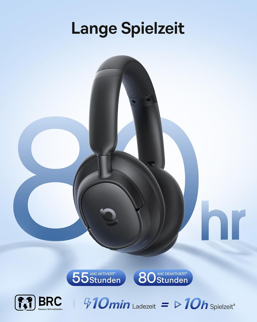 Baseus EH10 NC Bluetooth Kopfhörer mit -45dB Hybrid Active Geräuschisolierung, Over-Ear Kopfhörer mi