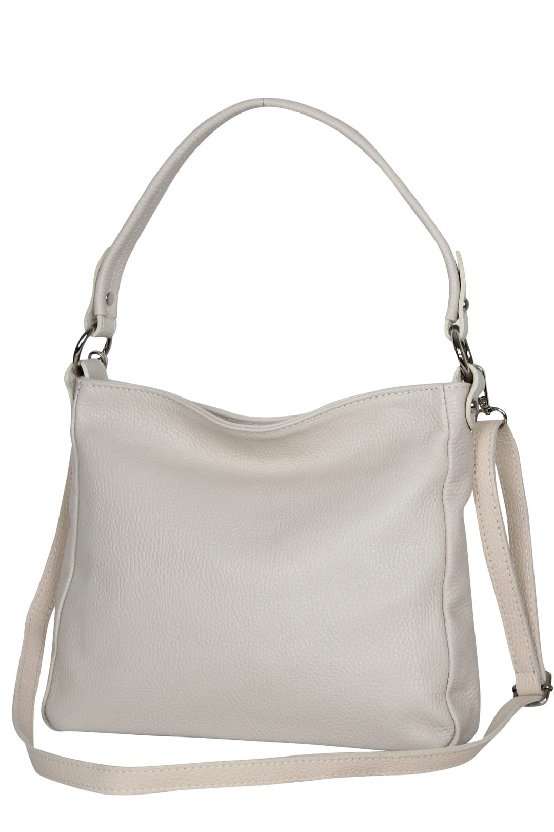 AmbraModa GL35 - Damen Handtasche Schultertasche Umhängetasche aus genarbtem Rindsleder Beige Creme,