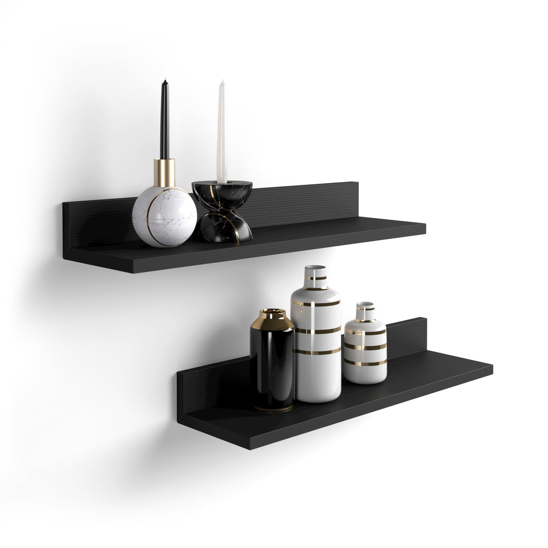 MOBILI FIVER, 2-er Set Rachele Regale, Esche, Schwarz, Made In Italy 60 x 17 x 8 cm Black Ash, 60 x