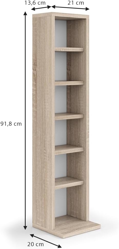 Vicco CD Regal, Sonoma, 21 x 91.8 cm 1er Sonoma, 1er Sonoma
