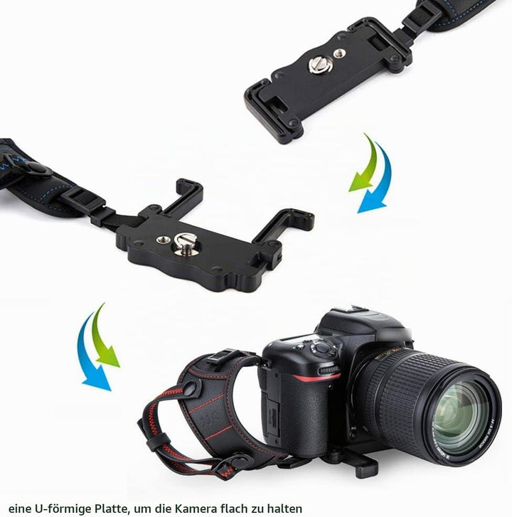 JJC Kamera Handschlaufe für DSLR Kameras Canon Nikon(mit U Typ Plate) Rot, Rot