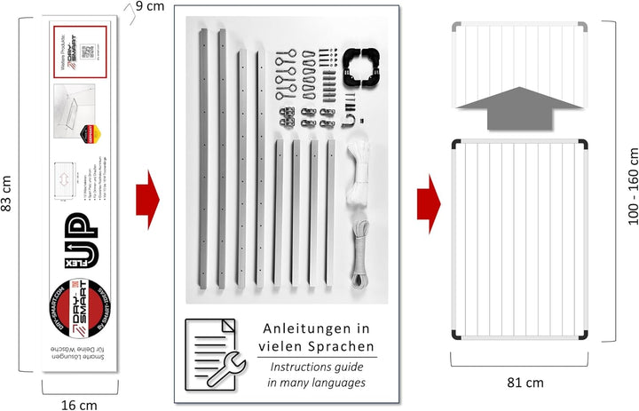 Flex UP Deckenwäscheständer - Deckentrockner ausziehbar - Wäscheständer für die Decke – für Badewann