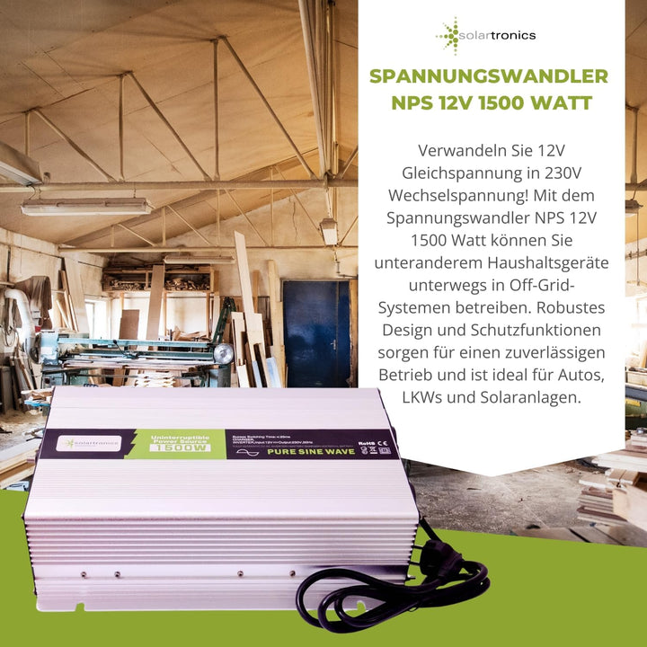 Spannungswandler USV 12V NPS 1000-3000 Watt Reiner Sinus Batterie Akku Solar Strom 230V Unterbrechun