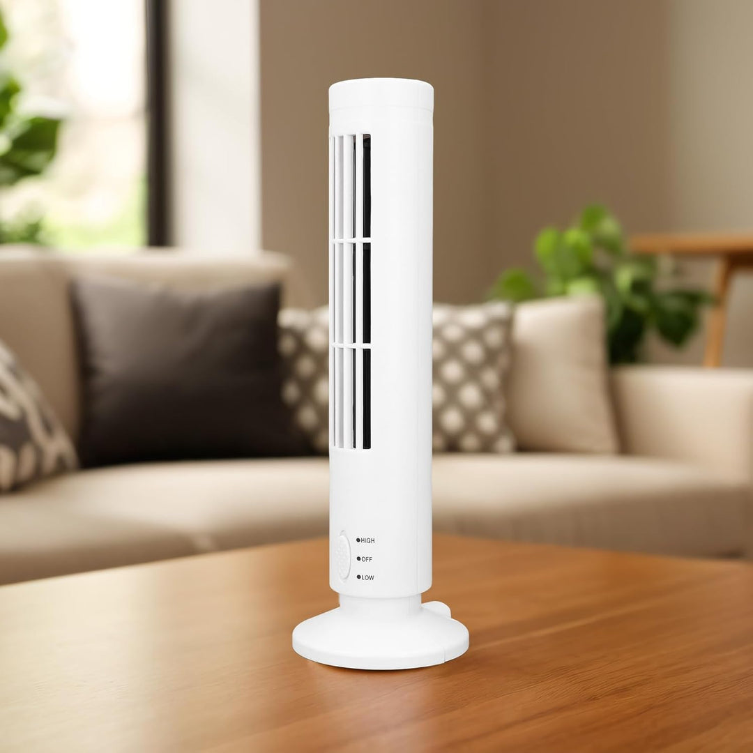 Luqeeg Desktop-Turmventilator, Flügelloser Standventilator, 2 Geschwindigkeiten Einstellbarer Tischv