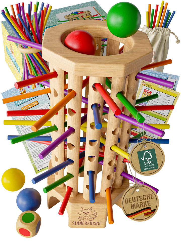 SINNESFUCHS® Farblernturm - Montessori Spielzeug ab 3 Jahre - Holzspielzeug pädagogisch wertvoll - L