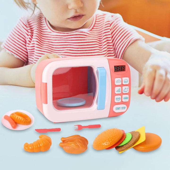 Yulokdwi Spielzeug Mikrowelle,Küchenspielzeug Set mit Licht und Sound - Realistischer Timer Mikrowel