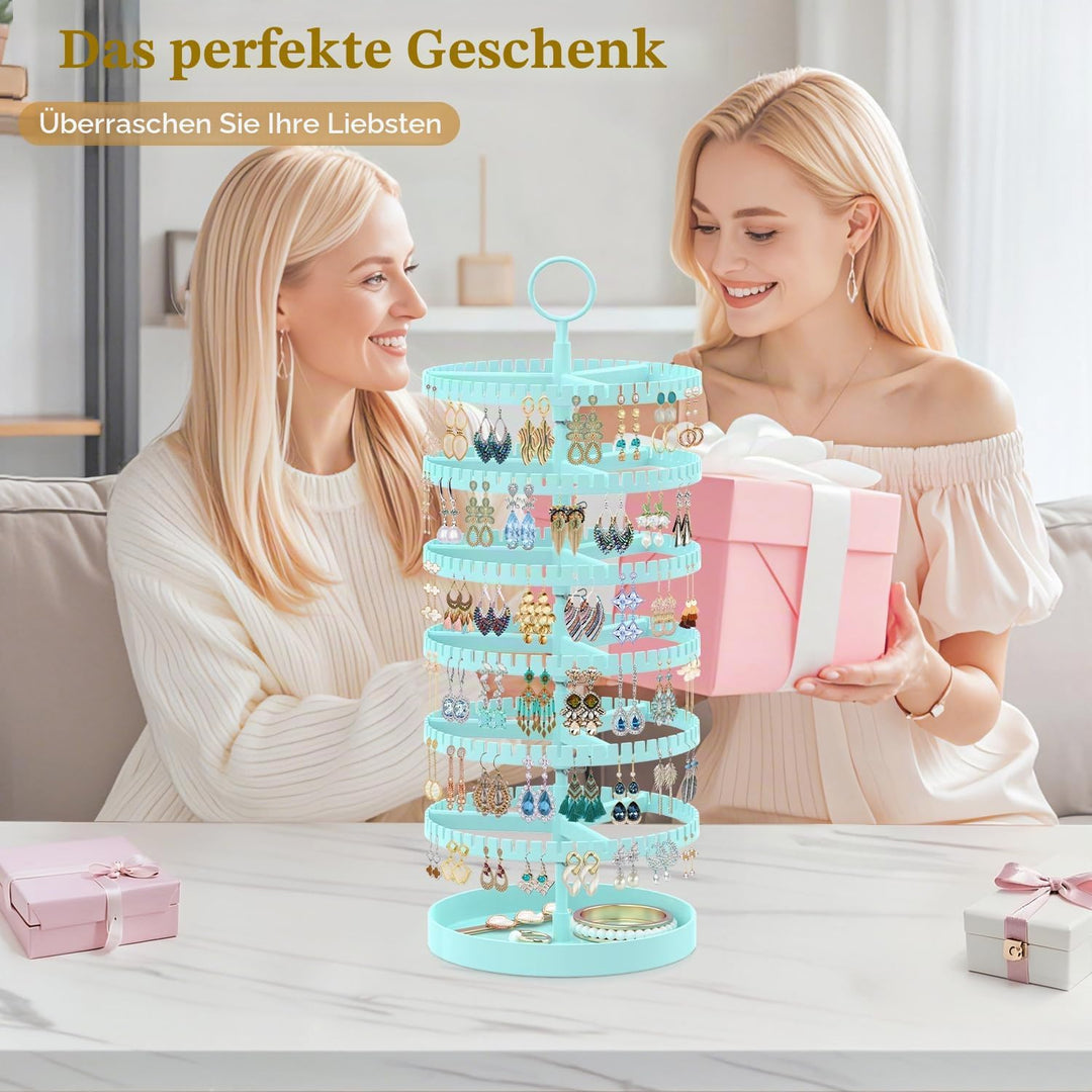 Drehender Ohrring Ständer Halter Organizer Display mit Metalltablett, 6-Stufiger Ladies Verstellbare