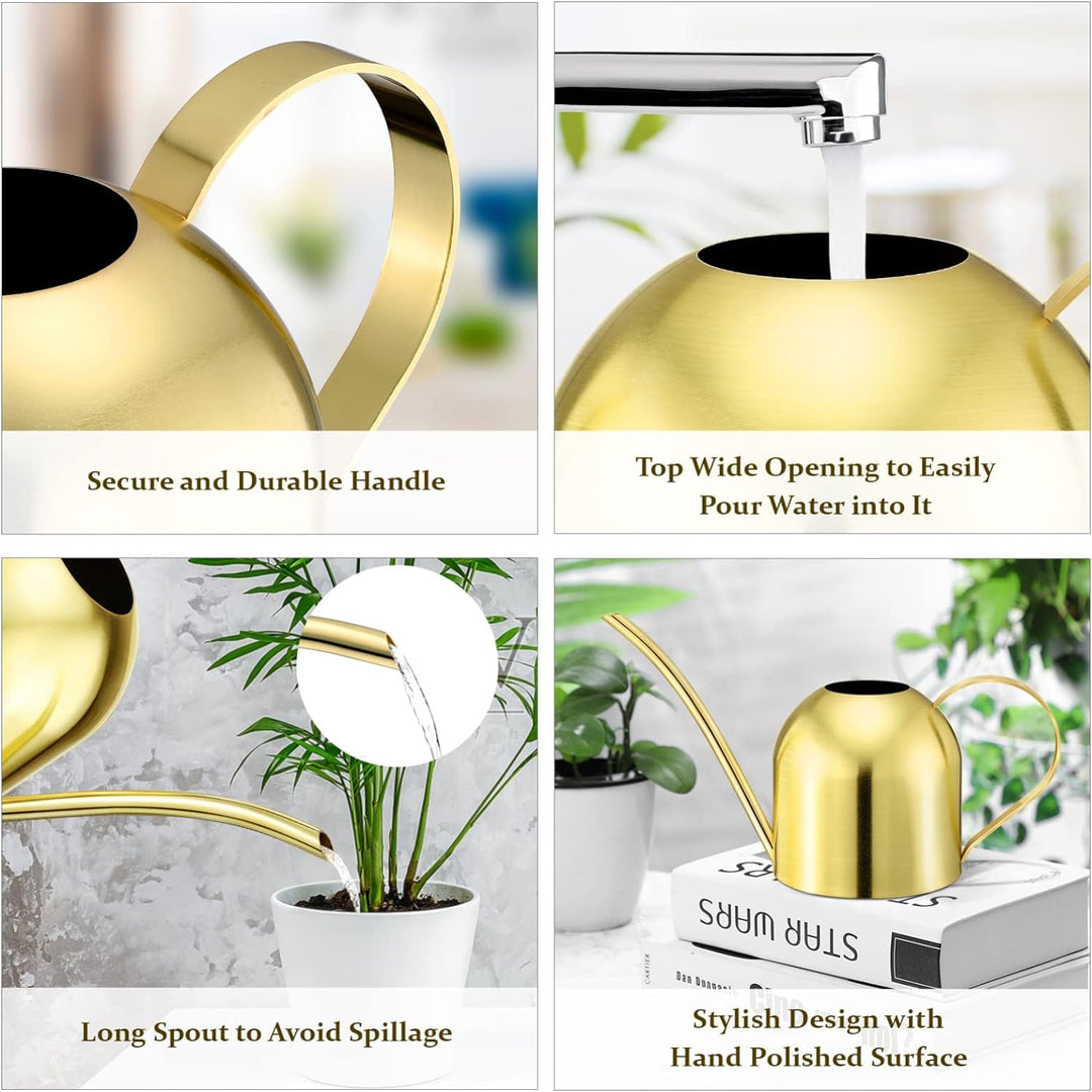 Yardwe Edelstahl Giesskanne 1000ml Giesskanne Blumengiesskanne Topf Garten Pflanzen Lange Tüllen Gie