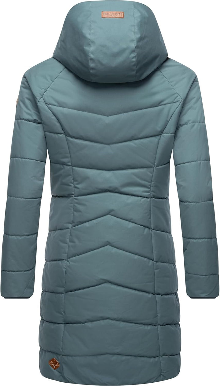 Ragwear Damen Wintermantel Warmer wasserdichter Steppmantel lang mit Kapuze Dizzie Coat XS-6XL, Grau