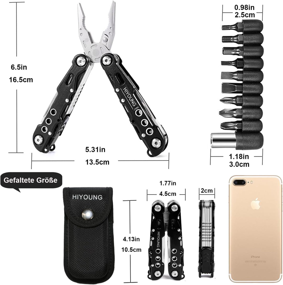 Multitools Edelstahl, 24-in-1 Faltbares Multifunktionszange, Multifunktionale Zange, Multiwekzeug, M
