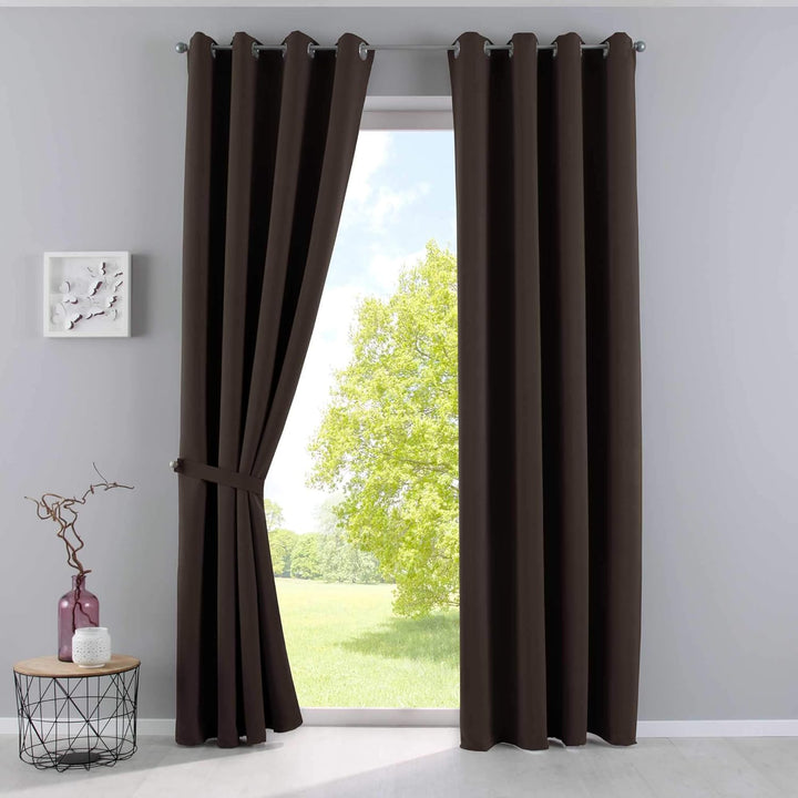 Gardinenbox Vorhänge Blickdicht »Newyork« Braun HxB 245x140 cm 2er-Pack Thermo-Gardinen Verdunkelung