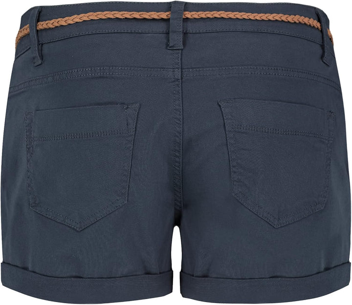 Sublevel Damen Kurze Hose Stretch-Shorts mit Flecht-Gürtel S Dark-blue, S Dark-blue
