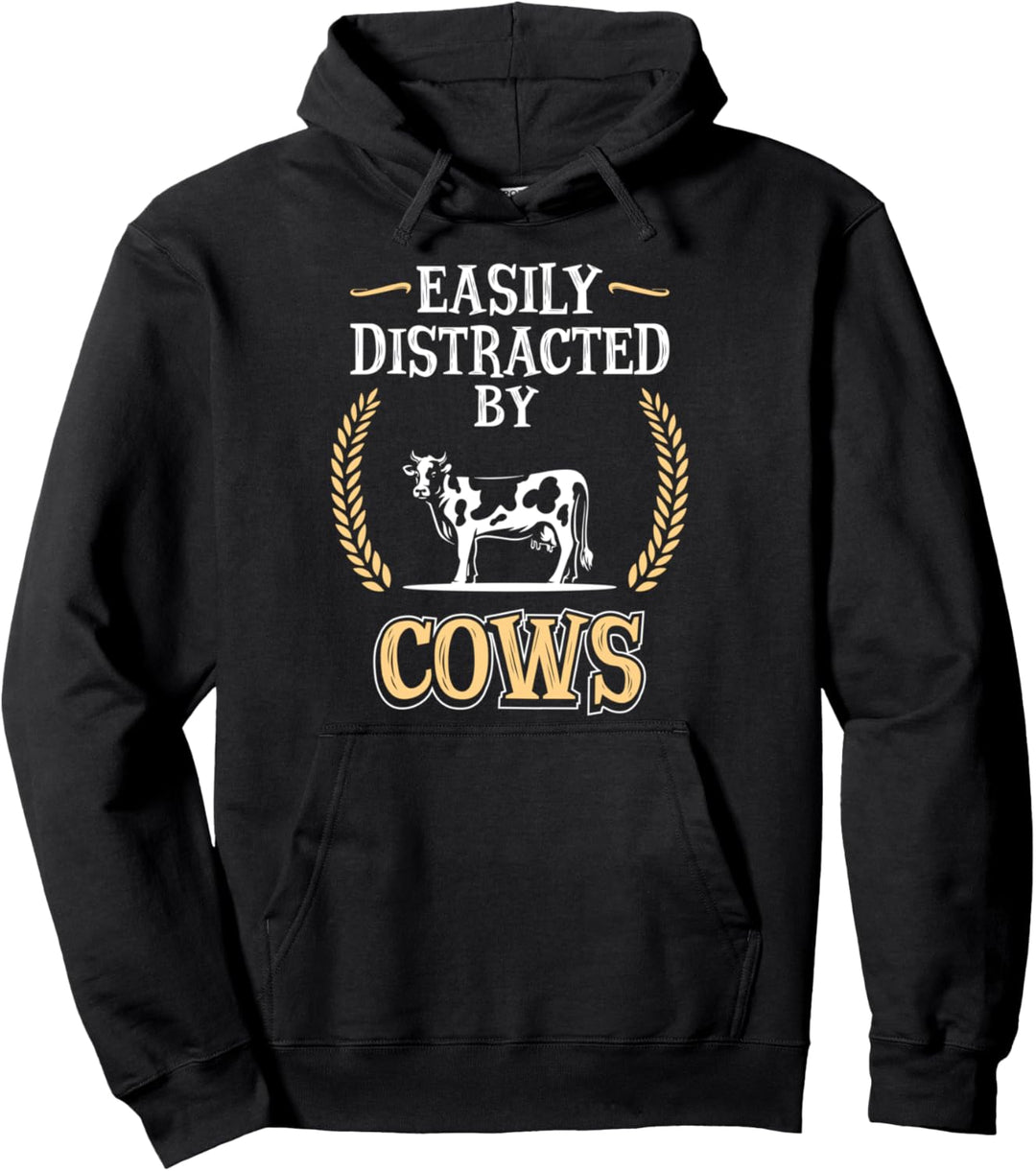 Leicht abgelenkt von Kühen Kuh Farmer Pullover Hoodie
