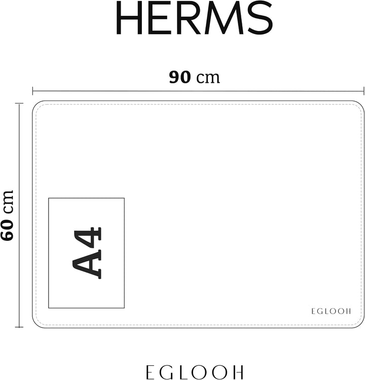 Eglooh - Herms - Schreibtischunterlage aus Leder Schwarz cm 90x60 - Handwerkliche Nähte und abgerund