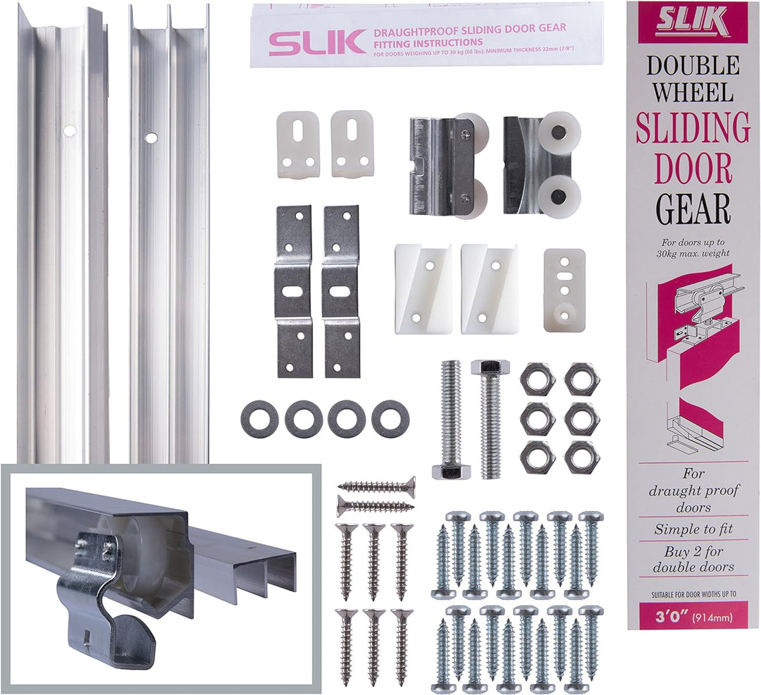 SLIK 08SL005091 Zubehör-Set für Führungsschienen von Schiebetüren mit Doppellaufschiene, 914 mm